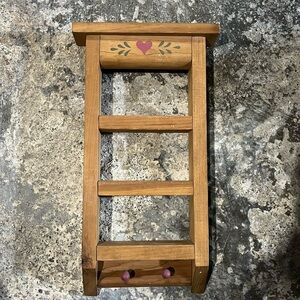 Rustic Wooden Wall Shelf with Heart Design